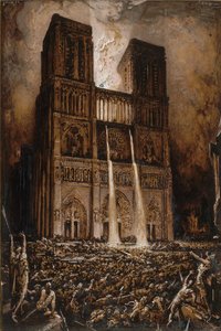 Ataque a Notre-Dame. El jorobado de Notre-Dame de Victor Hugo, ca 1877 de François Chifflart
