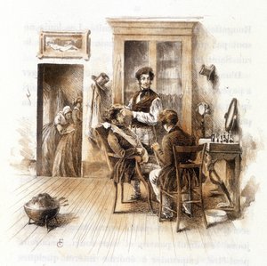 Barbero. Ilustración de “Perfil de grisette” nueva perteneciente a la colección “Mimi de Pinson” de Alfred de Musset de François Courboin