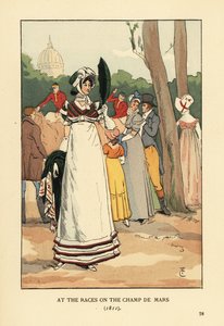Mujer de moda en las carreras de caballos en el Champ de Mars de François Courboin
