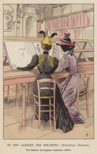 En el Cabinet des Estampes, Biblioteca Nacional, la búsqueda de modas pasadas, 1897 de François Courboin