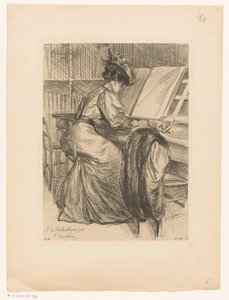 Mujer leyendo en una biblioteca
En la biblioteca de François Courboin