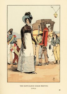 Mujer esperando un coche de etapa. El encuentro del coche de Saint-Cloud de François Courboin