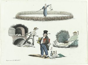 Caricatura sobre J.C. Backer, C. Seyn y S. van der Paauw, 1839 de François Desterbecq