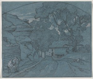 Paisaje con dos monjes, c. 1840