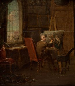 Autorretrato del artista en su estudio, sosteniendo un mahl-stick de Francois Eisen