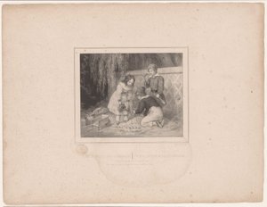 Tres niños de jardinería Les petits jardiniers / Los pequeños jardineros (título sobre objeto) Doce representaciones de varias figuras (título de la serie) Album de douze sujets (...) (título de la serie)