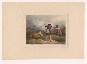 Dos cazadores cazando perdices
Le jour de guignon (título en el objeto)
Cazadores con armas (título de la serie)
Chasses au Tir (título de la serie en el objeto) de François Grenier