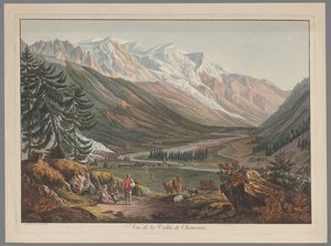 Vista del valle cerca de Chamonix
Vue de la Vallée de Chamouni (título en el objeto) de François Guillaume Lardy (possibly)