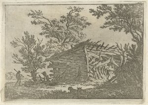 Paisaje con un granero en ruinas de François Joseph Pfeiffer (II)