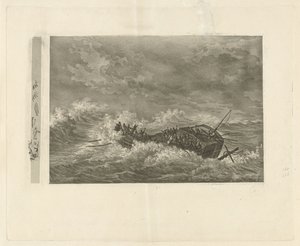 Mar tormentoso con barco que se hunde