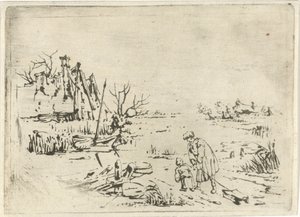 paisaje de invierno con granjas de François Joseph Pfeiffer (II)