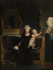 Retrato de la princesa Carolina de Nápoles y Sicilia (1798-1870), duquesa de Berry, viuda de Carlos Fernando, duque de Berry, con su hija Luisa María Teresa de Artois. de François Kinson
