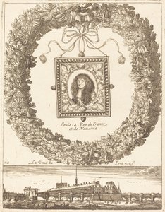La vista del Pont Neuf; Luis XIV Rey de Francia y de Navarra de François Le Febvre