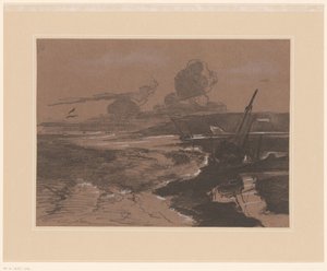 Naufragios varados después de una tormenta Estudios de paisaje (título de la serie) Estudios de paisajes (título de la serie) de François Louis Français (attributed to)