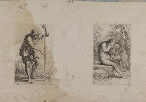 Hombre de pie, sosteniendo un bastón... Mujer sentada... de François Morel