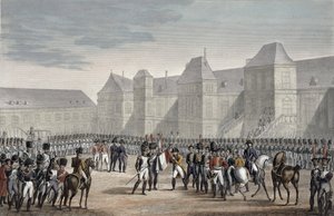 La abdicación de Napoleón y su partida de Fontainebleau hacia Elba, 20 de abril de 1814 de François Pigeot