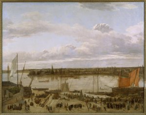 Vista del puerto de Nantes de François Sablet