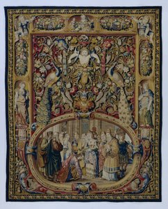 Cristo y la mujer sorprendida en adulterio, en un cartucho y una decoración grotesca de François Spiering (possibly)