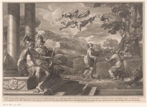 Personificaciones sentadas del Genio y la Filosofía con ninfas plantando rosas de François Spierre