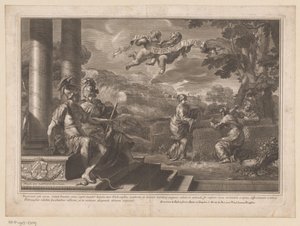 Personificaciones sentadas del Genio y la Filosofía con ninfas plantando rosas de François Spierre