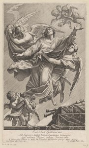 San Luis IX llevado al cielo por dos ángeles Sanctus Ludovicus (título sobre el objeto) de François Tortebat