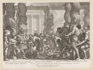 Sansón es llevado a una columna en el templo de Dagan de François Tortebat