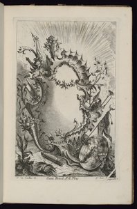 Cartucho con trofeo armorial, Livre de Cartouches à divers usages (Libro de cartuchos para diferentes usos) de François de Cuvilliés the Elder