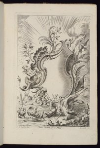 Cartucho con dragón, Livre de Cartouches à divers usages (Libro de cartuchos para diferentes usos) de François de Cuvilliés the Elder