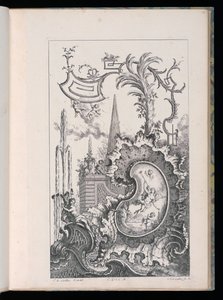 Cartucho con obelisco y palma, Libro Nuevo de Piezas de Fantasía de François de Cuvilliés the Elder