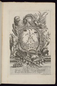 Cartucho con dos leones y un cifrado, Libro de Cartuchos para Diversos Usos de François de Cuvilliés the Elder