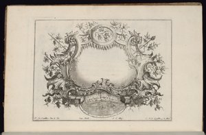 Cartucho con Hojas de Vid y Uvas, Libro de Cartuchos Regulares de François de Cuvilliés the Elder