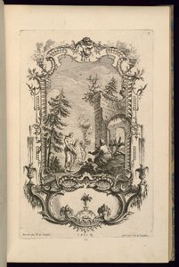 Diseño para cartucho con compartimentos grandes y pequeños de François de Cuvilliés the Elder