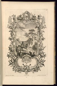 Diseño de cartucho con compartimentos grandes y pequeños de François de Cuvilliés the Elder