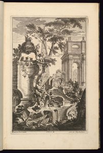 Diseño para fuente con un dios del río de François de Cuvilliés the Elder