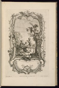 Diseño para un cartucho con compartimentos grandes y pequeños de François de Cuvilliés the Elder