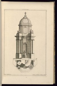Elevación y plano para una fuente pública de François de Cuvilliés the Elder