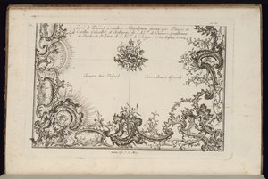 Dos cuartos de un techo, Nouveau Livre de Plafonds Irréguliers (Nuevo libro de techos irregulares) de François de Cuvilliés the Elder