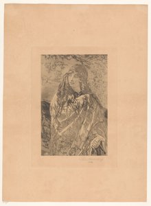 Mujer joven con mantón de flores de François de Meersman (signed by artist)