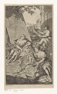 Alegoría op de meetkunde Titelpage voor: Pomponius Mela en Abraham Gronovius, Pomponii Melae de situ orbis libri III, 1782