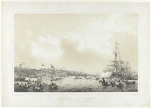 El primer concurso del Real Club Náutico Holandés, celebrado el 10 de junio de 1846 en el Maas de Rotterdam: Club Náutico, celebrado el 10 de junio de 1846 en el Maas de Rotterdam (título en el objeto) de Frans Arnold Breuhaus de Groot