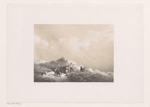 La gente en las dunas mira un barco en peligro de Frans Arnold Breuhaus de Groot