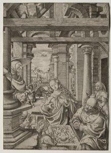 Adoración de los Pastores, c. 1522-1525 de Frans Crabbe van Esplegem