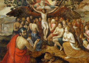 Alegoría trinitaria, Dios reuniendo a su pueblo y ... de Frans Floris