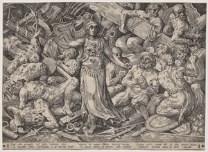 Victoria rodeada de prisioneros y trofeos de Frans Floris the Elder