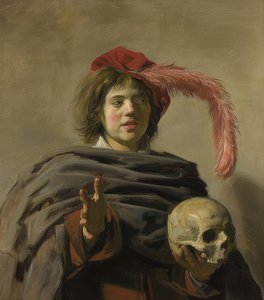 Retrato de un joven con calavera (Vanitas), 1626-28 de Frans Hals