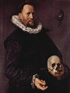 Retrato de un hombre con una calavera en la mano de Frans Hals