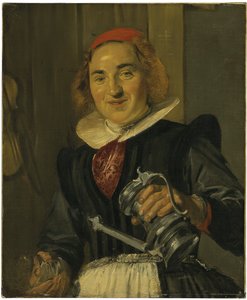 Joven Mujer Sosteniendo un Vaso y una Jarra de Frans Hals