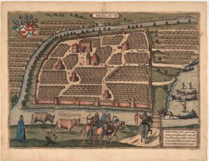 Mapa de Moscú del siglo XVI. De: Civitates orbis terrarium, 1575 de Frans Hogenberg