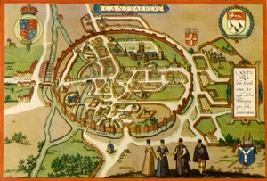 Plano de Canterbury en el siglo XVI de Frans Hogenberg