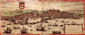 Vista de Lisboa y el río Tajo De: Civitates Orbis Terrarum, 1572 de Frans Hogenberg